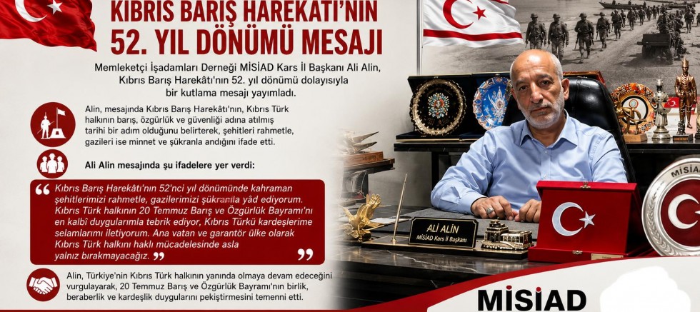 Başkan Ali Alin'den Kıbrıs Barış Harekâtı Yıldönümü Mesajı