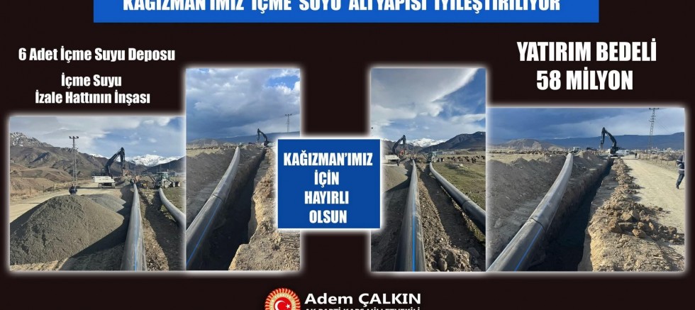 Kağızman’da içme suyu altyapısına 58 milyon TL'lik dev yatırım