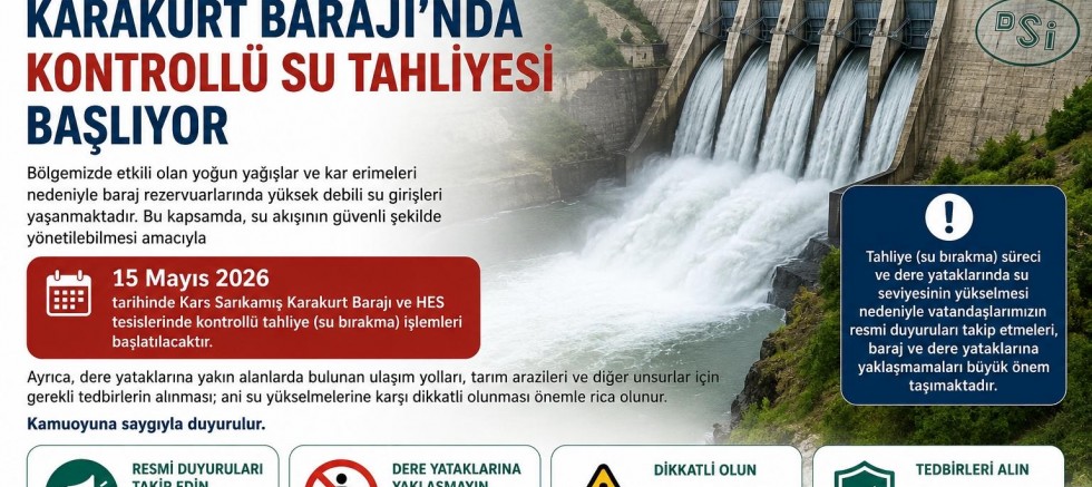 Karakurt Barajı’nda Kontrollü Su Tahliyesi Başlıyor