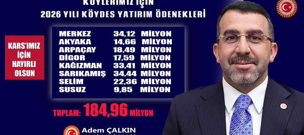 Kars'a 2026 İçin 184,96 Milyon TL'lik KÖYDES Müjdesi