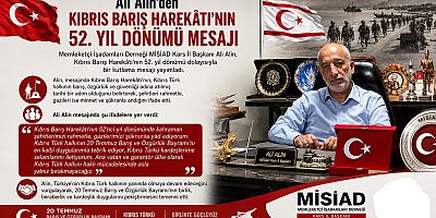 Başkan Ali Alin'den Kıbrıs Barış Harekâtı Yıldönümü Mesajı