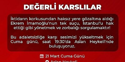 CHP Kars İl Başkanı Uludaşdemir'den Yapılacak Yürüyüşe Davet..!