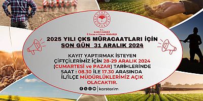 ÇKS başvuruları 31 Aralık 2024 tarihinde sona eriyor!