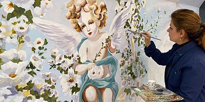 İranlı ressamdan Melekli gökyüzü tasarımı