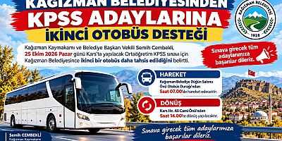 Kağızman Belediyesinden KPSS Adaylarına İkinci Otobüs Desteği