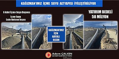 Kağızman’da içme suyu altyapısına 58 milyon TL'lik dev yatırım