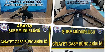 Kars Asayiş Müdürlüğü ruhsatsız tabanca ve fişekler yakaladı