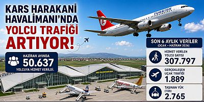 Kars Harakani Havalimanı'nda 50 bin 637 yolcuya hizmet verildi