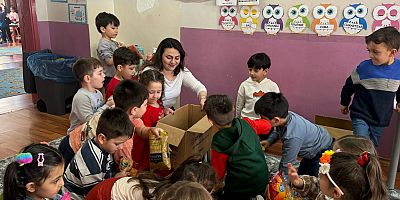 Kars'ta anaokulu öğrencilerinden anlamlı davranış
