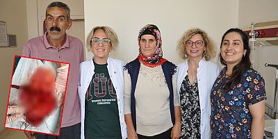 Kars'ta, hastanın karnından 18 santimetrelik kitle laparoskopi ile alındı