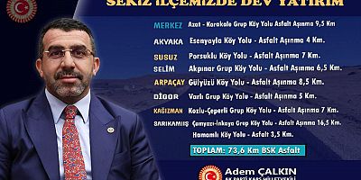 Kars’ta Sekiz İlçeye Toplam 73,6 Km Sıcak Asfalt Çalışması Başlıyor