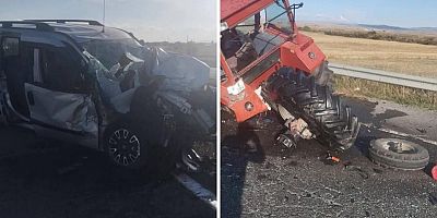 Kars'ta Traktörle çarpışan araçta 6 kişi yaralandı
