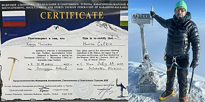 Karslı dağcı Harun Çalkın, Rusya'dan sertifika aldı