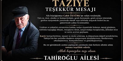 TAZİYE TEŞEKKÜR MESAJI
