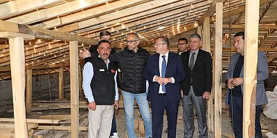 Vali Polat, İl Halk Kütüphanesi inşaatında incelemelerde bulundu
