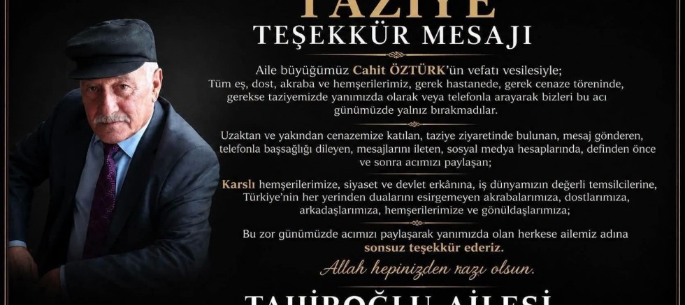 TAZİYE TEŞEKKÜR MESAJI