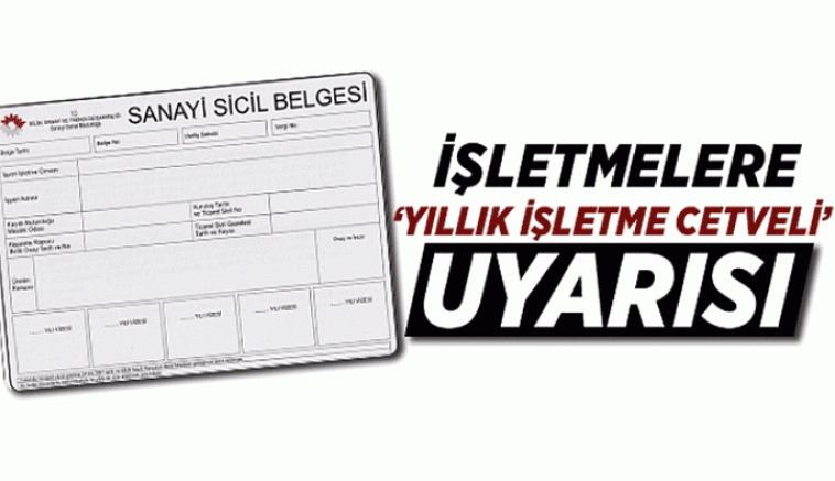 Yıllık İşletme Cetveli Bildirimi İçin Son Tarih 30 Nisan