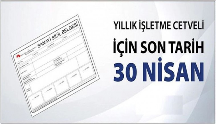 “Yıllık İşletme Cetveli” bildirimi son günü 30 Nisan